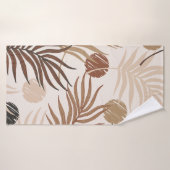 palmbladlijnkunst naadloos patroon op aarde badhanddoek (Badhanddoek)