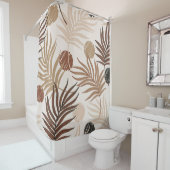 palmbladlijnkunst naadloos patroon op aarde douchegordijn (In situ)