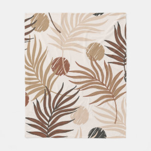 palmbladlijnkunst naadloos patroon op aarde fleece deken