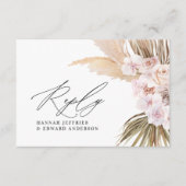 Palmbladpampas natuurlijke roze bruiloft RSVP Informatiekaartje (Voorkant)