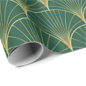 Palmbladpatroon op groene achtergrond - kunstdeco' cadeaupapier (Rol Hoek)