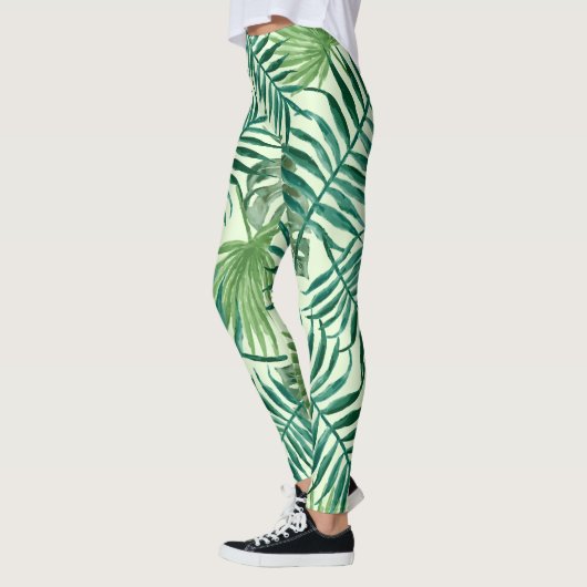 Palmbladpatroon waterverf leggings (Links)