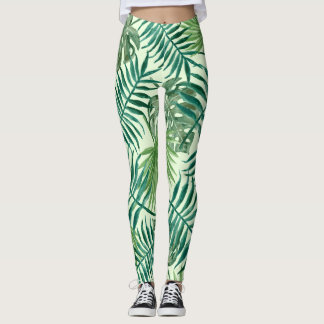 Palmbladpatroon waterverf leggings