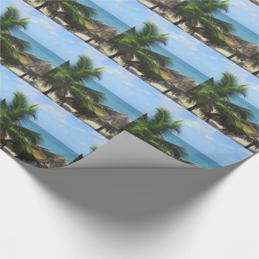 Palmbomen aan de strand cadeaupapier (Hoek)