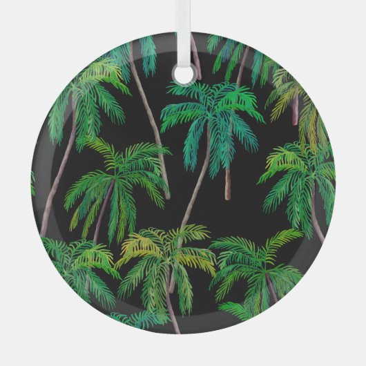 Palmbomen: acryl zomerpatroon. glas ornament (Voorkant)