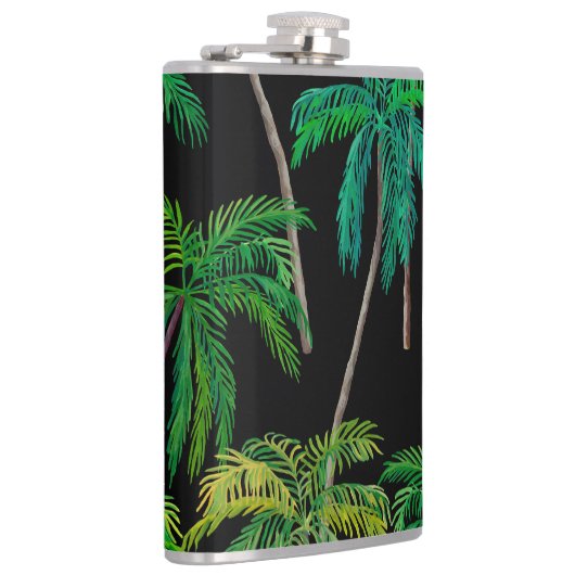 Palmbomen: acryl zomerpatroon. heupfles (Rechts)