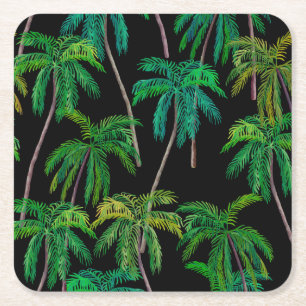 Palmbomen: acryl zomerpatroon. kartonnen onderzetters
