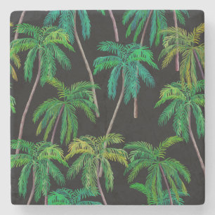 Palmbomen: acryl zomerpatroon. stenen onderzetter