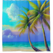 Palmbomen als nachtelijke Herfsten Tropisch Douchegordijn (Voorkant)