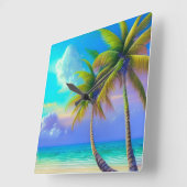 Palmbomen als nachtelijke Herfsten Tropisch Vierkante Klok (Hoek)