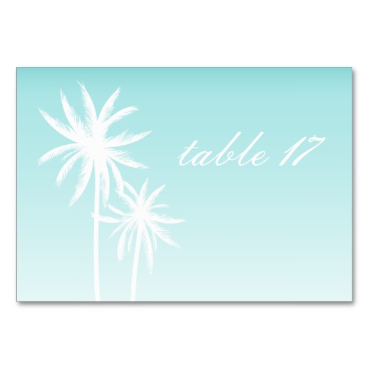 Palmbomen Aqua Trouwtafel Nummer Kaart (Achterkant)