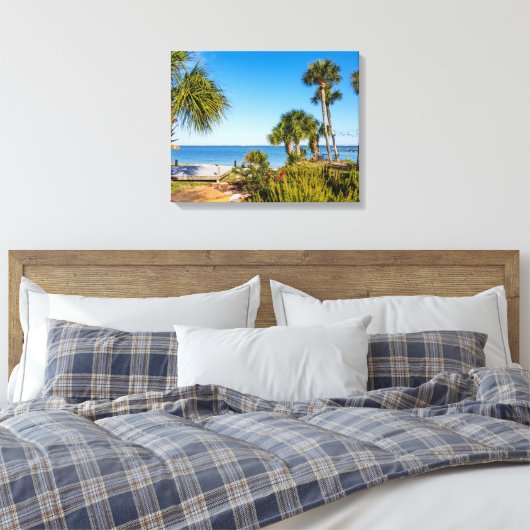 Palmbomen Bayside Morning Canvas Print (Insitu (Slaapkamer))