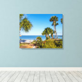 Palmbomen Bayside Morning Canvas Print (Insitu (Houten vloer))
