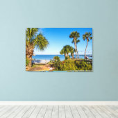 Palmbomen Bayside Morning Canvas Print (Insitu (Houten vloer))