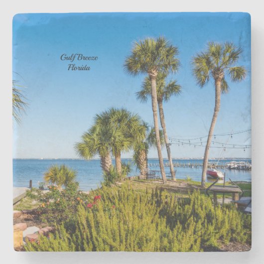 Palmbomen Bayside Morning Stone Onderzetter (Voorkant)