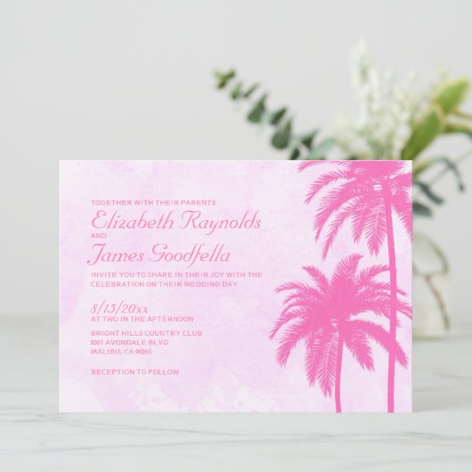  palmbomen Beach Wedding Invitations Kaart (Staand voorkant)