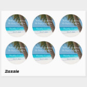 Palmbomen Bedanken Op Strand Trouwstickers Ronde Sticker (Vel)