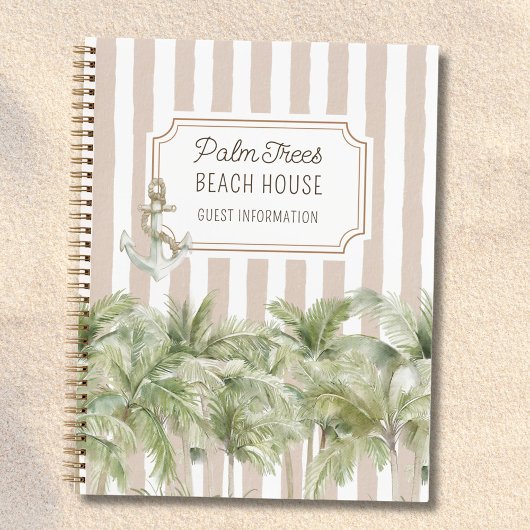 Palmbomen Beige Beach House Guestbook Notitieboek