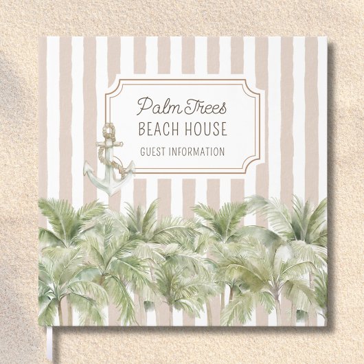 Palmbomen Beige Stripes Beach House Gastenboek