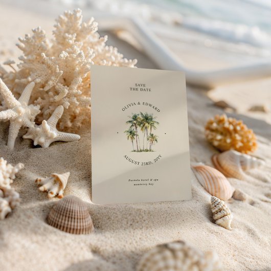 Palmbomen Bestemming Elegante Kust Bruiloft Save The Date