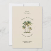 Palmbomen Bestemming Elegante Kust Bruiloft Save The Date (Voorkant)