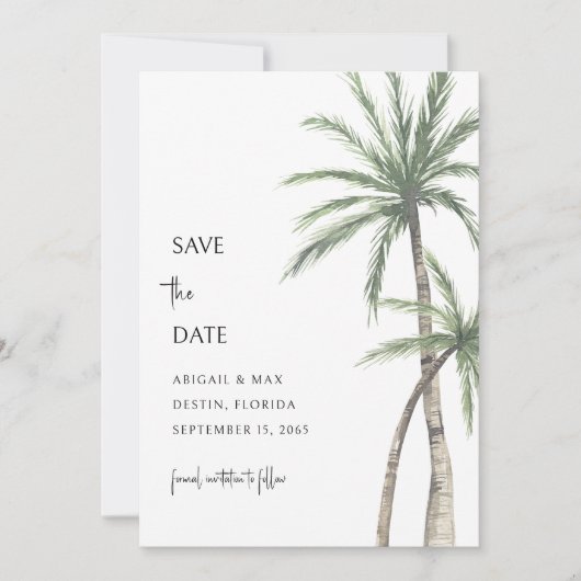 Palmbomen Bestemming Save the Date (Voorkant)