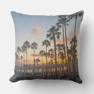 Palmbomen bij de promenade - Oceanside Cali Kussen