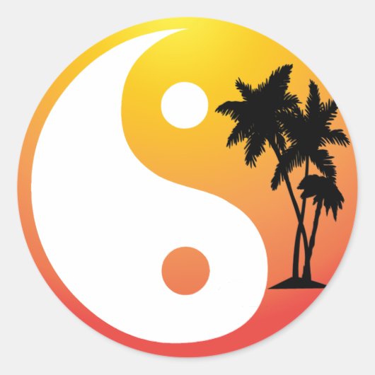 Palmbomen bij Sunset Yin Yang Sticker (Voorkant)