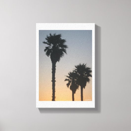 Palmbomen bij zonsondergang canvas afdruk (Voorkant)