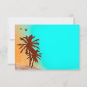 Palmbomen blauwe oceaan strand bruiloft RSVP stran (Achterkant)