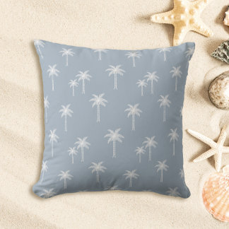 Palmbomen Boho Kust Boerderij Stof Blauw Kussen