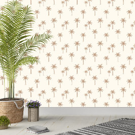 Palmbomen Boho Kust Farmhouse Beige En Taupe Behang
