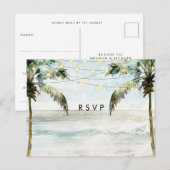 Palmbomen boho strand bruiloft rsvp briefkaart (Voorkant / Achterkant)