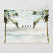Palmbomen boho strand bruiloft rsvp briefkaart (Voorkant)
