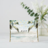 Palmbomen boho strand bruiloft rsvp briefkaart (Staand voorkant)