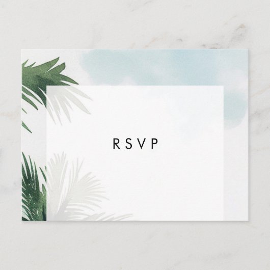 Palmbomen boho strand bruiloft rsvp briefkaart (Voorkant)