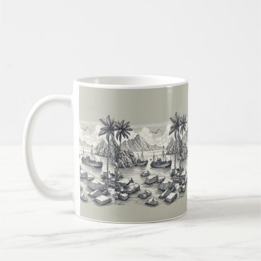 Palmbomen Boten Strand Koffie Thee mok Cup (Links)