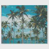 Palmbomen boven de oceaan,  getoon en retr cadeaupapier (Vlak)