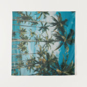 Palmbomen boven de oceaan, getoon en retr wandkleed (Voorkant (horizontaal))