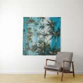 Palmbomen boven de oceaan, getoon en retr wandkleed (In Situ (horizontaal))