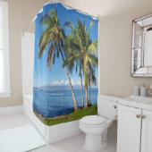 Palmbomen boven Molokini Hawaii Beach Douchegordijn (In situ)
