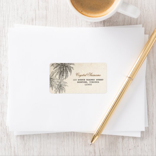 palmbomen bruiloft adresetiketten etiket (Insitu)