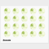 Palmbomen bruiloft ronde sticker (Vel)