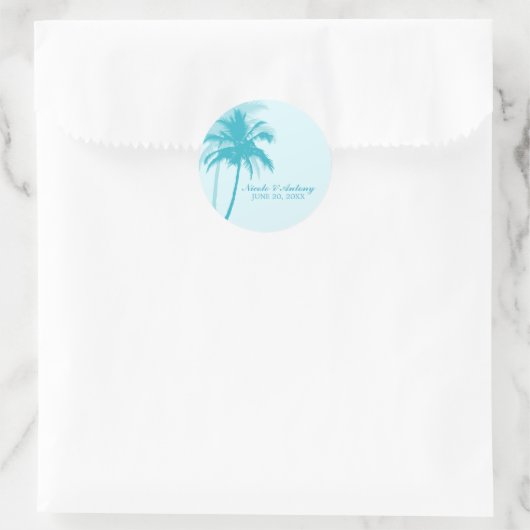 Palmbomen bruiloft ronde sticker (Tas)