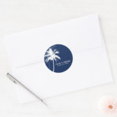 Palmbomen bruiloft ronde sticker (Envelop)