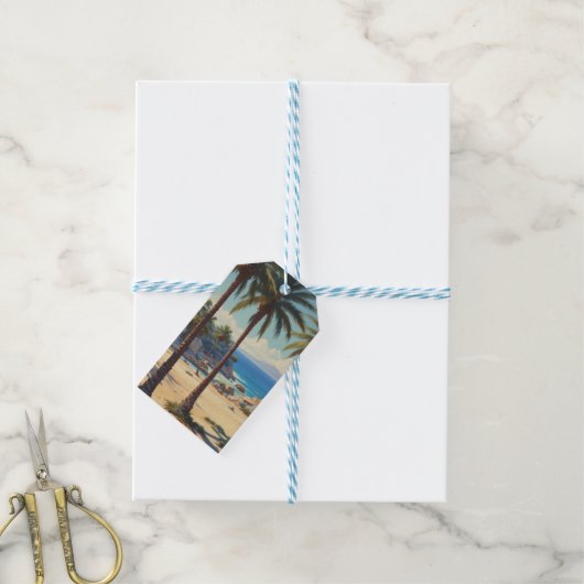  Palmbomen Cote D'Azur Reizen Cadeaulabel (Met Touw)