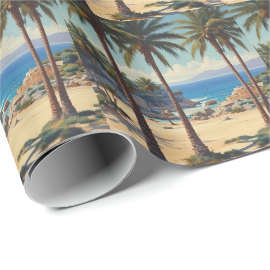  Palmbomen Cote D'Azur Reizen Cadeaupapier (Rol Hoek)