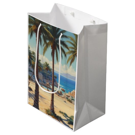 Palmbomen Cote D'Azur Reizen Medium Cadeauzakje (Voorkant Gekanteld)