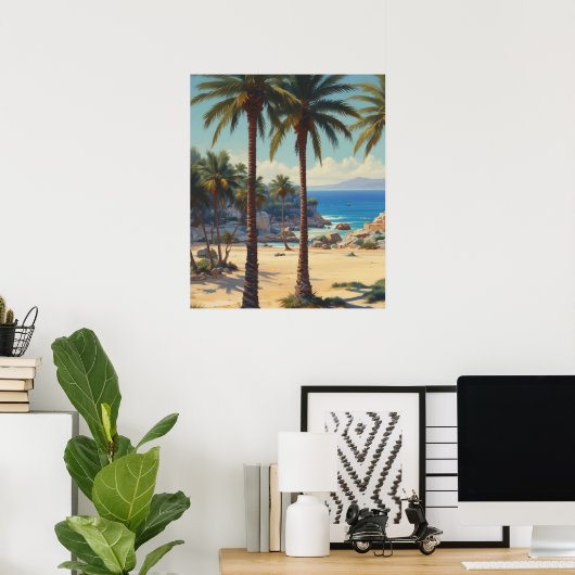 Palmbomen Cote D'Azur Reizen Poster (Thuiskantoor)