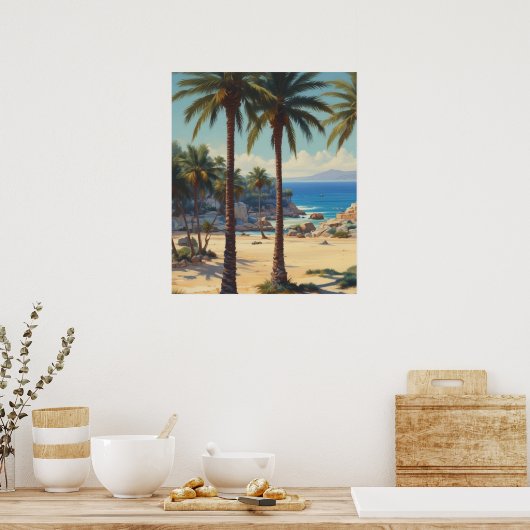  Palmbomen Cote D'Azur Reizen Poster (Keuken)